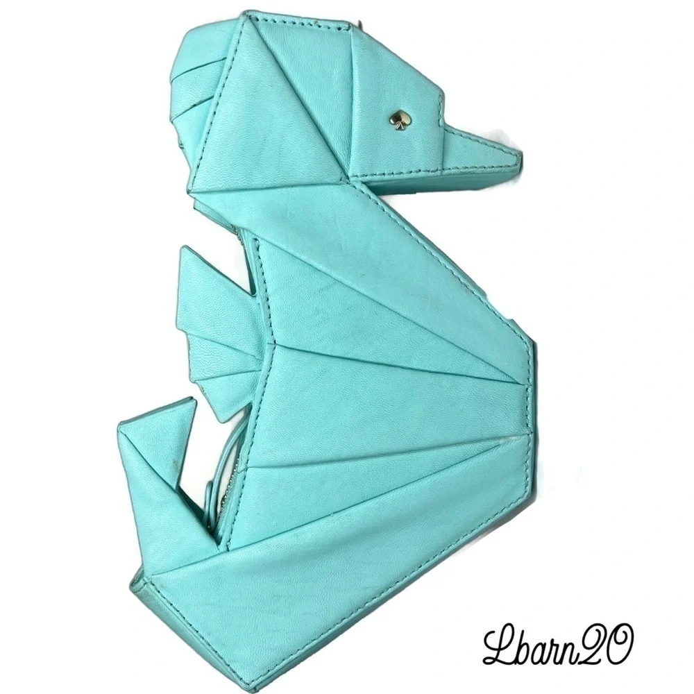 Kate Spade Seahorse Origami Bag Breathe of Fresh Air RARE Atoll Tiffany Blue